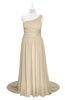 ColsBM Raelynn Champagne Plus Size Bridesmaid Dresses Cinderella Asymmetric Neckline A-line Sleeveless Half Backless Sash