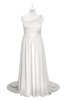 ColsBM Raelynn Cloud White Plus Size Bridesmaid Dresses Cinderella Asymmetric Neckline A-line Sleeveless Half Backless Sash