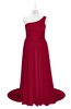 ColsBM Raelynn Dark Red Plus Size Bridesmaid Dresses Cinderella Asymmetric Neckline A-line Sleeveless Half Backless Sash