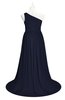 ColsBM Raelynn Dark Sapphire Plus Size Bridesmaid Dresses Cinderella Asymmetric Neckline A-line Sleeveless Half Backless Sash