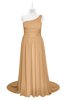 ColsBM Raelynn Desert Mist Plus Size Bridesmaid Dresses Cinderella Asymmetric Neckline A-line Sleeveless Half Backless Sash