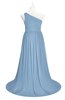 ColsBM Raelynn Dusty Blue Plus Size Bridesmaid Dresses Cinderella Asymmetric Neckline A-line Sleeveless Half Backless Sash