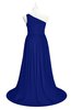 ColsBM Raelynn Electric Blue Plus Size Bridesmaid Dresses Cinderella Asymmetric Neckline A-line Sleeveless Half Backless Sash