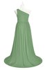 ColsBM Raelynn Fair Green Plus Size Bridesmaid Dresses Cinderella Asymmetric Neckline A-line Sleeveless Half Backless Sash
