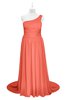 ColsBM Raelynn Fusion Coral Plus Size Bridesmaid Dresses Cinderella Asymmetric Neckline A-line Sleeveless Half Backless Sash