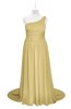 ColsBM Raelynn Gold Plus Size Bridesmaid Dresses Cinderella Asymmetric Neckline A-line Sleeveless Half Backless Sash