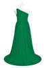 ColsBM Raelynn Green Plus Size Bridesmaid Dresses Cinderella Asymmetric Neckline A-line Sleeveless Half Backless Sash