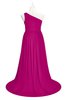 ColsBM Raelynn Hot Pink Plus Size Bridesmaid Dresses Cinderella Asymmetric Neckline A-line Sleeveless Half Backless Sash