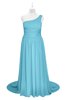 ColsBM Raelynn Light Blue Plus Size Bridesmaid Dresses Cinderella Asymmetric Neckline A-line Sleeveless Half Backless Sash