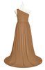 ColsBM Raelynn Light Brown Plus Size Bridesmaid Dresses Cinderella Asymmetric Neckline A-line Sleeveless Half Backless Sash