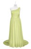 ColsBM Raelynn Lime Green Plus Size Bridesmaid Dresses Cinderella Asymmetric Neckline A-line Sleeveless Half Backless Sash