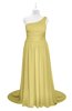 ColsBM Raelynn Misted Yellow Plus Size Bridesmaid Dresses Cinderella Asymmetric Neckline A-line Sleeveless Half Backless Sash