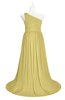 ColsBM Raelynn Misted Yellow Plus Size Bridesmaid Dresses Cinderella Asymmetric Neckline A-line Sleeveless Half Backless Sash
