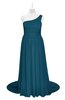 ColsBM Raelynn Moroccan Blue Plus Size Bridesmaid Dresses Cinderella Asymmetric Neckline A-line Sleeveless Half Backless Sash