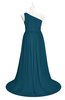 ColsBM Raelynn Moroccan Blue Plus Size Bridesmaid Dresses Cinderella Asymmetric Neckline A-line Sleeveless Half Backless Sash