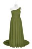 ColsBM Raelynn Olive Green Plus Size Bridesmaid Dresses Cinderella Asymmetric Neckline A-line Sleeveless Half Backless Sash