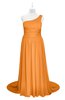 ColsBM Raelynn Orange Plus Size Bridesmaid Dresses Cinderella Asymmetric Neckline A-line Sleeveless Half Backless Sash