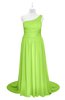ColsBM Raelynn Sharp Green Plus Size Bridesmaid Dresses Cinderella Asymmetric Neckline A-line Sleeveless Half Backless Sash