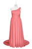 ColsBM Raelynn Shell Pink Plus Size Bridesmaid Dresses Cinderella Asymmetric Neckline A-line Sleeveless Half Backless Sash
