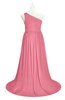 ColsBM Raelynn Watermelon Plus Size Bridesmaid Dresses Cinderella Asymmetric Neckline A-line Sleeveless Half Backless Sash