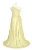 ColsBM Raelynn Wax Yellow Plus Size Bridesmaid Dresses Cinderella Asymmetric Neckline A-line Sleeveless Half Backless Sash