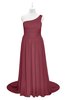 ColsBM Raelynn Wine Plus Size Bridesmaid Dresses Cinderella Asymmetric Neckline A-line Sleeveless Half Backless Sash
