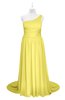 ColsBM Raelynn Yellow Iris Plus Size Bridesmaid Dresses Cinderella Asymmetric Neckline A-line Sleeveless Half Backless Sash