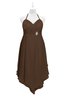 ColsBM Remi Chocolate Brown Plus Size Prom Dresses Ruching A-line Zipper Sexy Floor Length Sleeveless