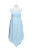 ColsBM Remi Ice Blue Plus Size Prom Dresses Ruching A-line Zipper Sexy Floor Length Sleeveless