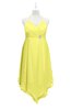 ColsBM Remi Pale Yellow Plus Size Prom Dresses Ruching A-line Zipper Sexy Floor Length Sleeveless