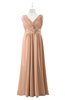 ColsBM Malaysia Almost Apricot Plus Size Bridesmaid Dresses Floor Length Sleeveless V-neck Sexy A-line Zipper