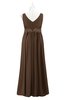 ColsBM Malaysia Chocolate Brown Plus Size Bridesmaid Dresses Floor Length Sleeveless V-neck Sexy A-line Zipper