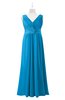 ColsBM Malaysia Cornflower Blue Plus Size Bridesmaid Dresses Floor Length Sleeveless V-neck Sexy A-line Zipper