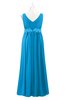 ColsBM Malaysia Cornflower Blue Plus Size Bridesmaid Dresses Floor Length Sleeveless V-neck Sexy A-line Zipper