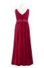 ColsBM Malaysia Dark Red Plus Size Bridesmaid Dresses Floor Length Sleeveless V-neck Sexy A-line Zipper