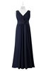 ColsBM Malaysia Dark Sapphire Plus Size Bridesmaid Dresses Floor Length Sleeveless V-neck Sexy A-line Zipper