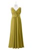 ColsBM Malaysia Golden Olive Plus Size Bridesmaid Dresses Floor Length Sleeveless V-neck Sexy A-line Zipper
