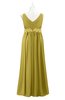 ColsBM Malaysia Golden Olive Plus Size Bridesmaid Dresses Floor Length Sleeveless V-neck Sexy A-line Zipper