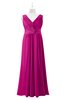ColsBM Malaysia Hot Pink Plus Size Bridesmaid Dresses Floor Length Sleeveless V-neck Sexy A-line Zipper