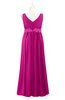 ColsBM Malaysia Hot Pink Plus Size Bridesmaid Dresses Floor Length Sleeveless V-neck Sexy A-line Zipper