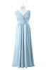 ColsBM Malaysia Ice Blue Plus Size Bridesmaid Dresses Floor Length Sleeveless V-neck Sexy A-line Zipper