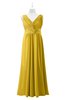 ColsBM Malaysia Lemon Curry Plus Size Bridesmaid Dresses Floor Length Sleeveless V-neck Sexy A-line Zipper