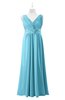 ColsBM Malaysia Light Blue Plus Size Bridesmaid Dresses Floor Length Sleeveless V-neck Sexy A-line Zipper