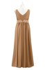 ColsBM Malaysia Light Brown Plus Size Bridesmaid Dresses Floor Length Sleeveless V-neck Sexy A-line Zipper