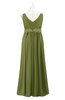 ColsBM Malaysia Olive Green Plus Size Bridesmaid Dresses Floor Length Sleeveless V-neck Sexy A-line Zipper