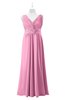 ColsBM Malaysia Pink Plus Size Bridesmaid Dresses Floor Length Sleeveless V-neck Sexy A-line Zipper