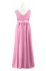 ColsBM Malaysia Pink Plus Size Bridesmaid Dresses Floor Length Sleeveless V-neck Sexy A-line Zipper