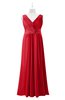 ColsBM Malaysia Red Plus Size Bridesmaid Dresses Floor Length Sleeveless V-neck Sexy A-line Zipper