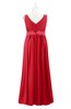 ColsBM Malaysia Red Plus Size Bridesmaid Dresses Floor Length Sleeveless V-neck Sexy A-line Zipper