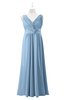 ColsBM Malaysia Sky Blue Plus Size Bridesmaid Dresses Floor Length Sleeveless V-neck Sexy A-line Zipper